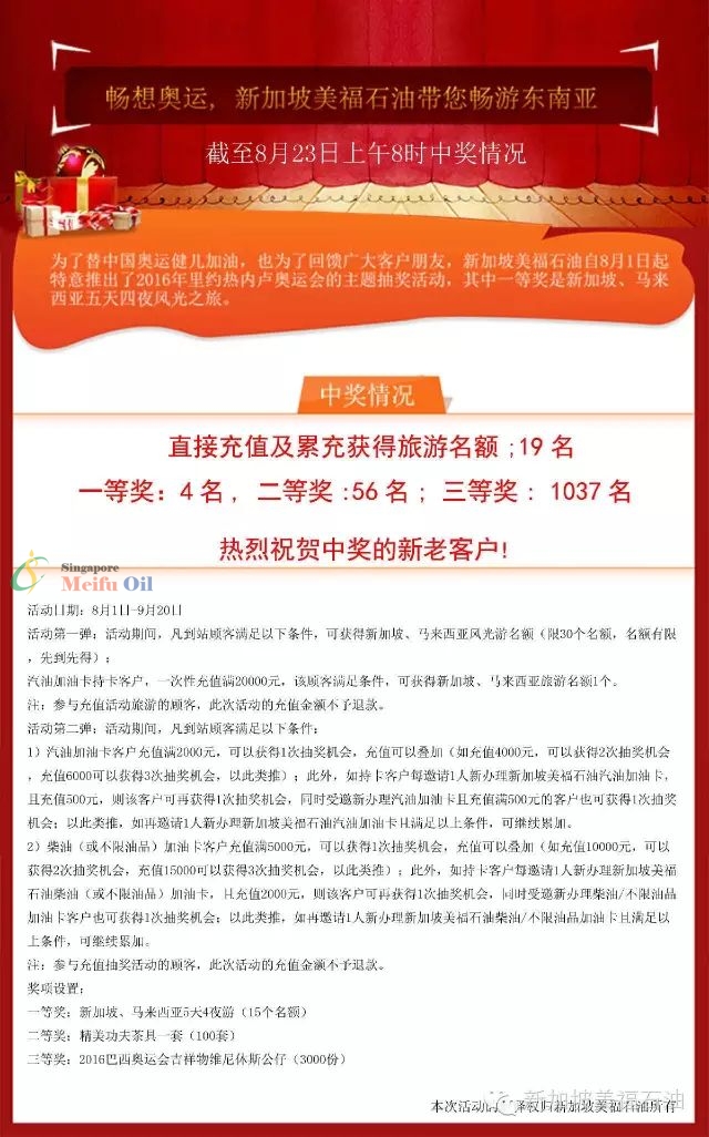 暢游東南亞中獎快報！截止8月23日上午8時中獎情況